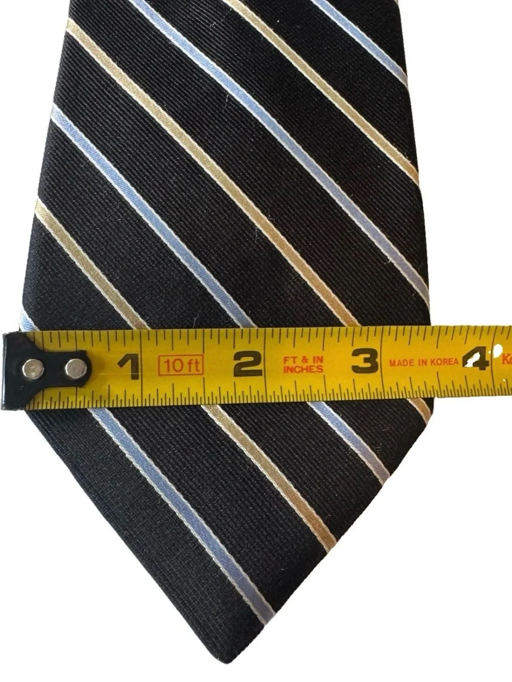 Nautica Black Blue and Tan Striped Rep Necktie